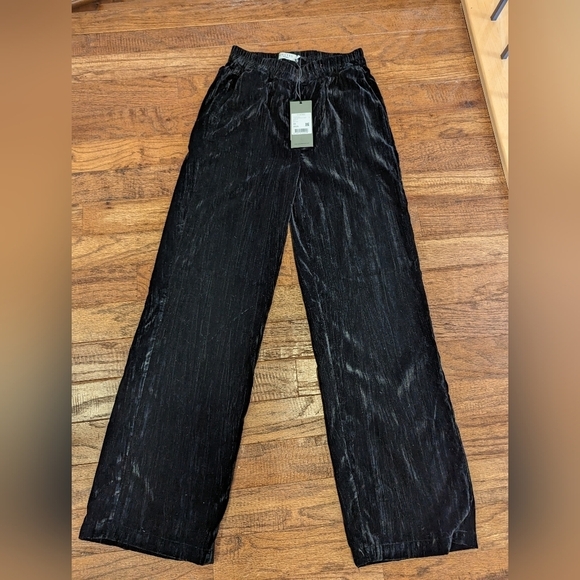 Black Velvet Wide leg Boho pants size XS, by COSTE rebel Europe. New - Picture 4 of 12